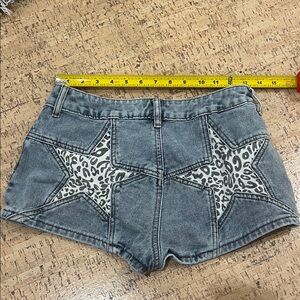 Low rise cow print Star Blue Denim shorts